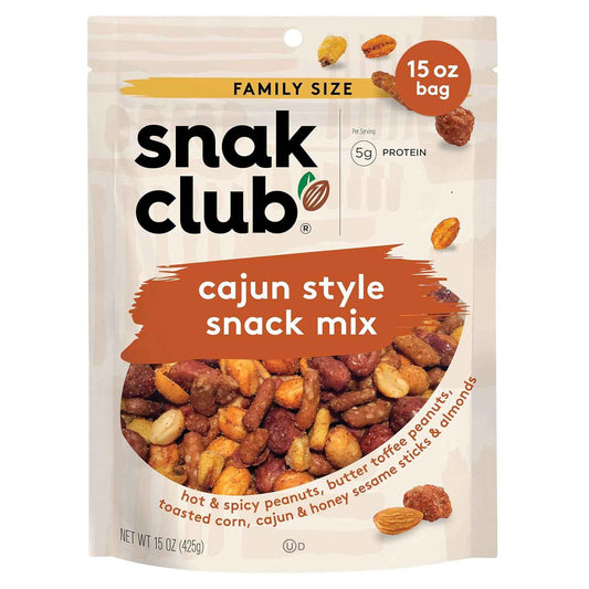 Snak Club Cajun Snack Mix – Family Friendly Lunchbox Add On with Sweet and Spicy Crunch Kids Love, 15 oz Resealable Pouch