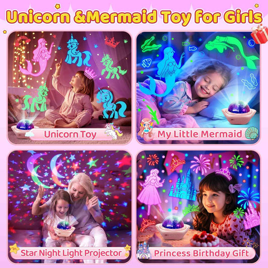 One Fire Unicorn Ceiling Projector – Pink Bedroom Decor Accent for Girls' Themed Princess Room