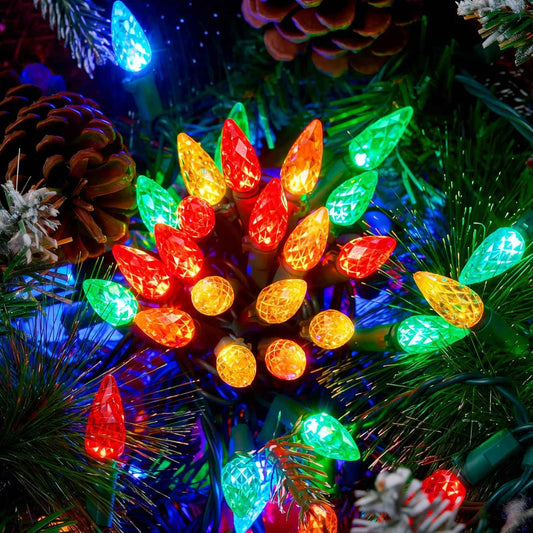 Joiedomi C6 LED Christmas Lights – Cool-to-Touch Flameless String Lights, 50.6FT Shatterproof Multicolor Decor Safe for Bedrooms and Family Rooms