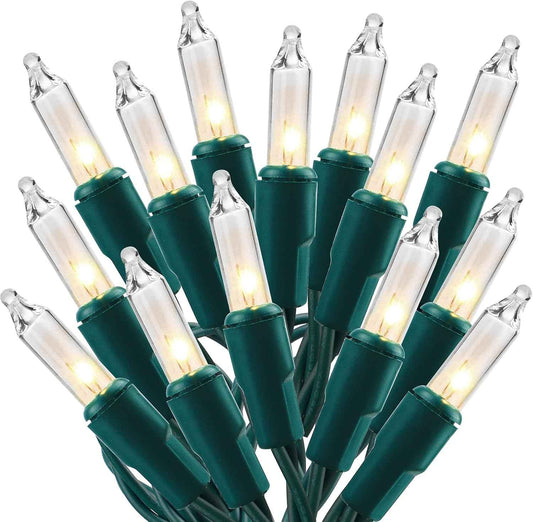 Vintage-Style Mini Fairy Lights on Green Wire for Indoor Holiday Decor, Bedroom, Mantel, and Greenery Wraps, Warm White
