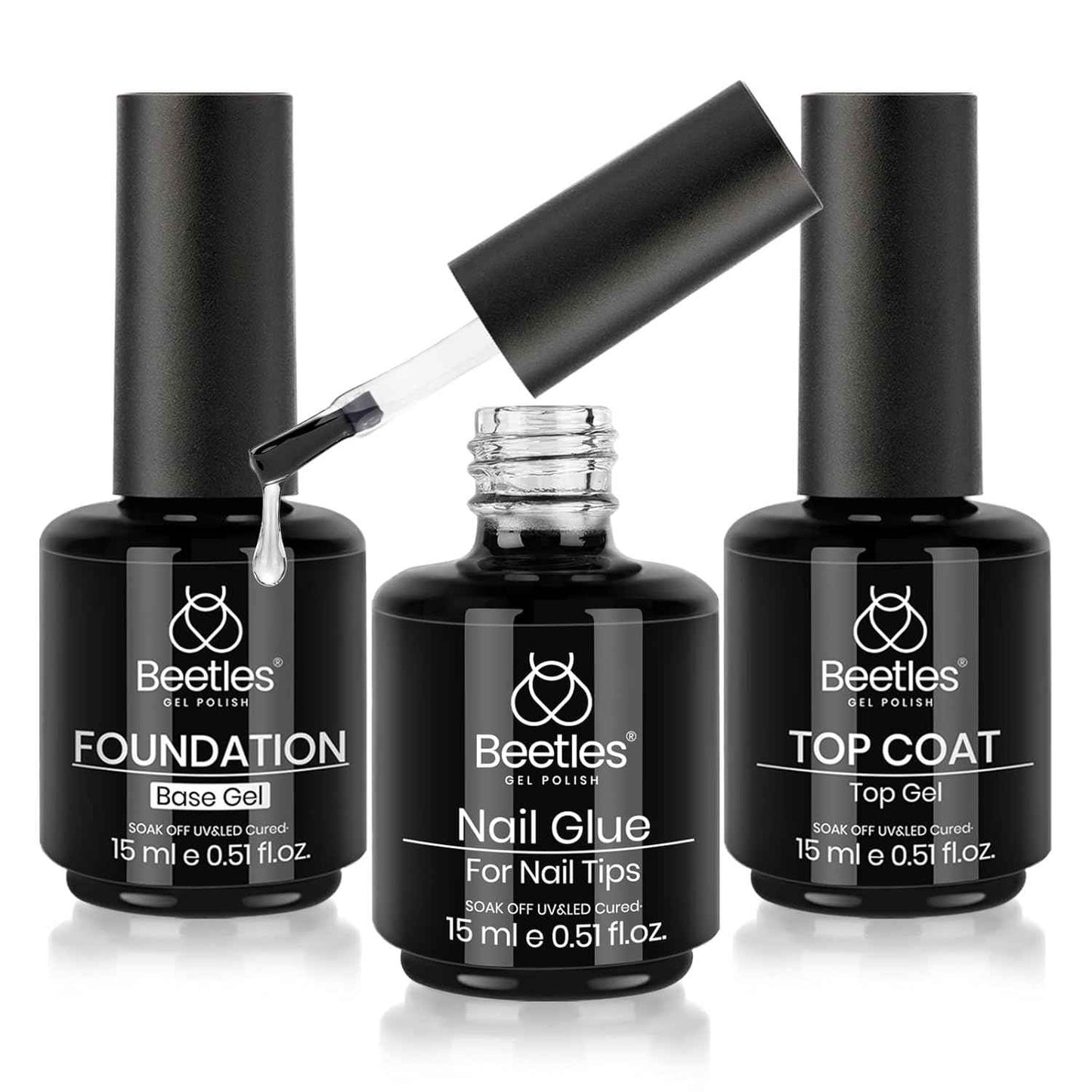 Beetles 9-in-1 Nail Glue Set – Clutter-Free Vanity Essential, One Bottle Replaces Six Separate Nail Products