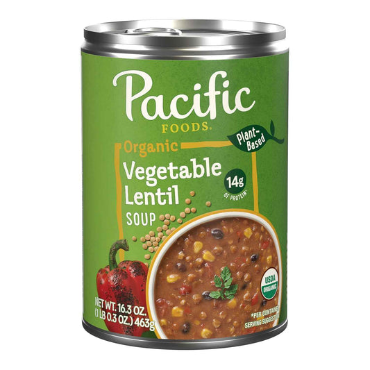 Pacific Foods Organic Vegetable Lentil Soup – 3-Minute Microwave Lunch for Busy Professionals Between Meetings