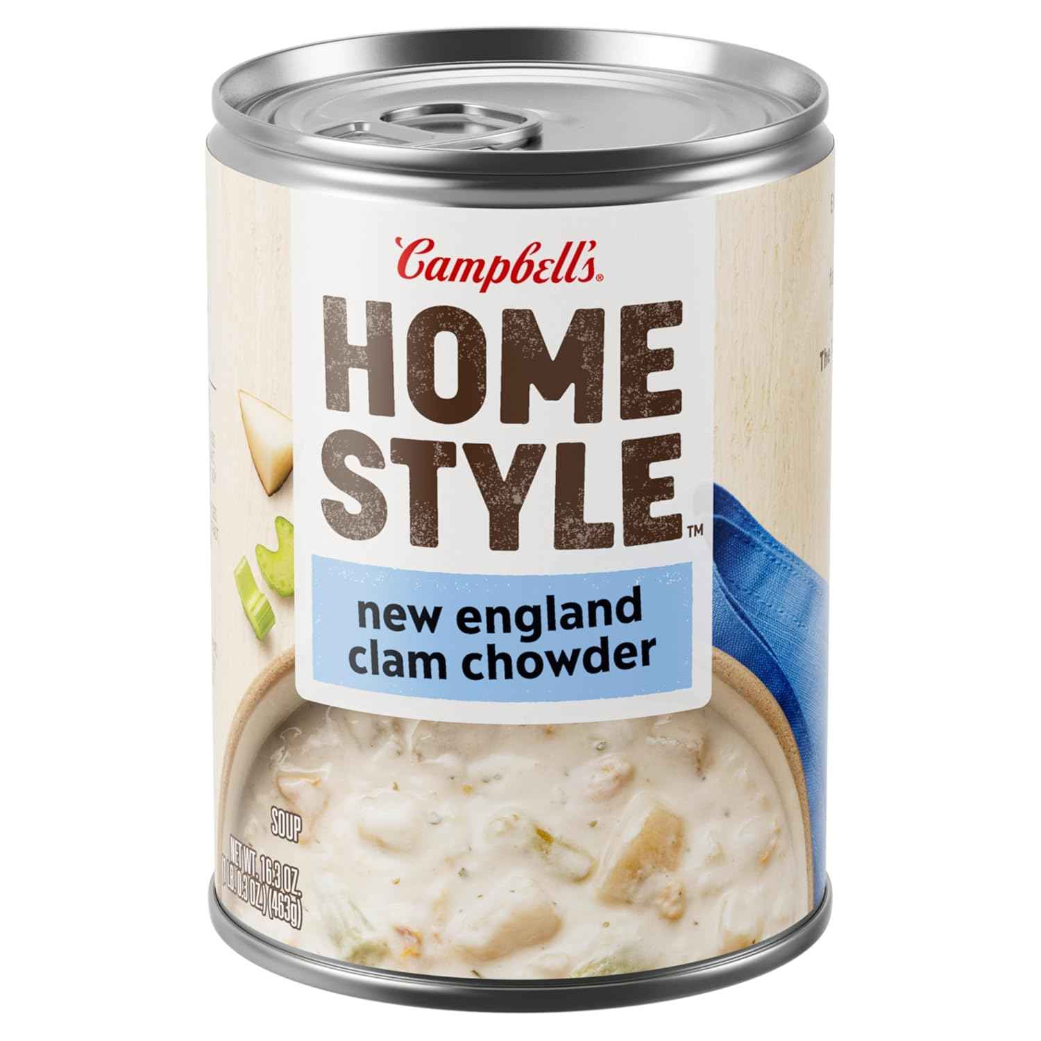 Campbell's Homestyle New England Clam Chowder Soup, 16.3 oz Can – 2-Minute Microwave Lunch for Back-to-Back Workdays