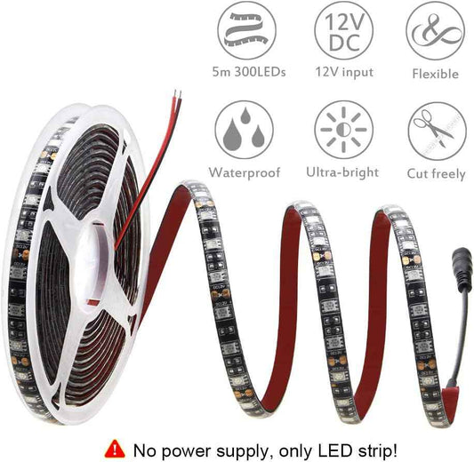 ALITOVE 12V Low-Voltage Blue LED Strip Light Safe Around Kids and Pets, 16.4ft IP65 Touchable Glow