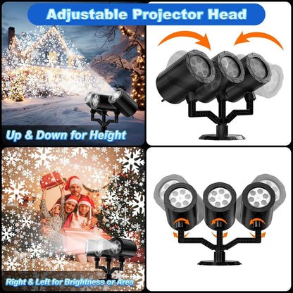 AmbientRoom LED Snowflake Projector with Wall and Ceiling Mount, Dimmable Holiday Accent Lighting for Hallway and Seasonal Home Styling