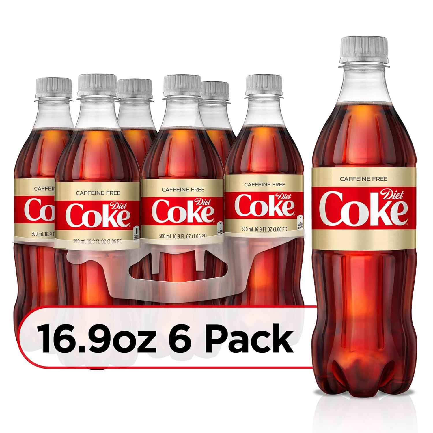 Diet Coke Caffeine Free Soft Drink 16.9 fl oz, 6 Pack – Calorie Free Cola for Mindful Family Dinners and Caffeine-Sensitive Lifestyles