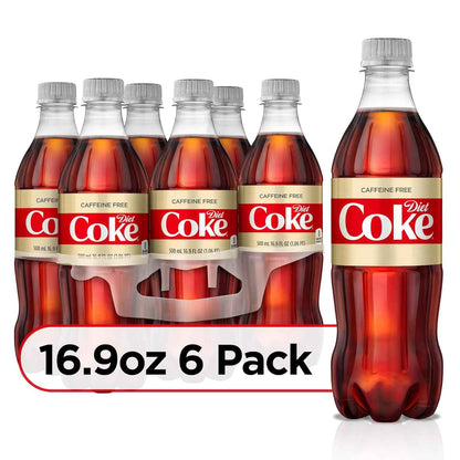 Diet Coke Caffeine Free Soft Drink 16.9 fl oz, 6 Pack – Calorie Free Cola for Mindful Family Dinners and Caffeine-Sensitive Lifestyles