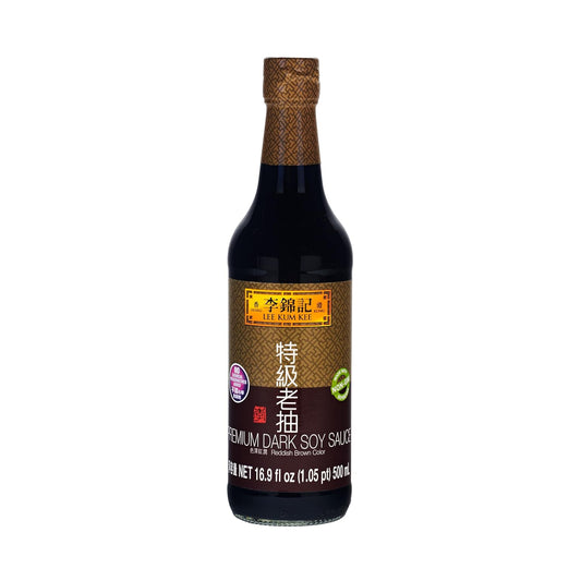 16.9 oz glass/plastic bottle with concentrated dark soy sauce