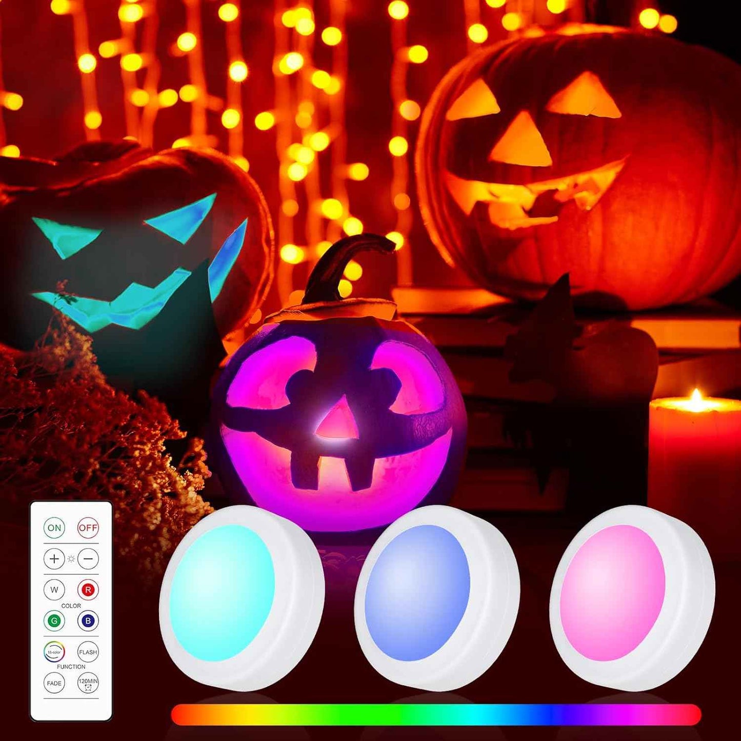 Yiliaw Flameless LED Puck Lights – Safe Night Lighting for Kids Bedrooms, Hallways, and Bathrooms, Auto-Off Timer