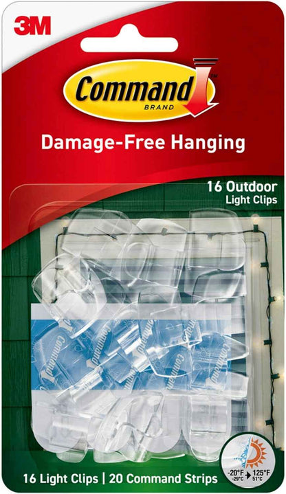 Command Outdoor Light Clips for Backyard Pergola and Patio, UV-Resistant Holiday Light Hangers, Clear