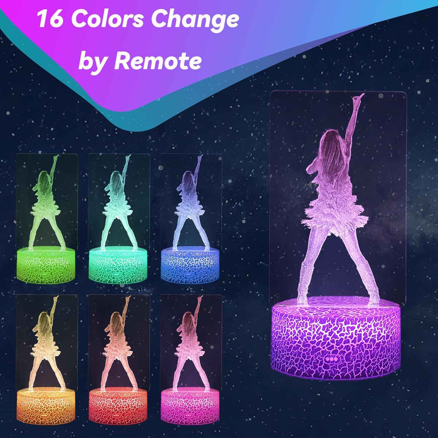 Pop Star Acrylic Plate Light – Modern Bedroom Accent Lamp, 16 Color Ambient Mood Lighting