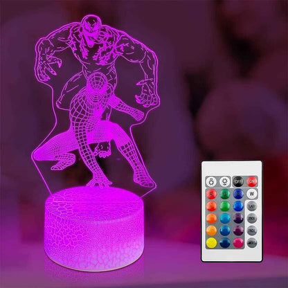 Superhero 3D Night Light for Kids Bedroom – Safe LED Bedside Lamp with Remote, 16 Colors for Boys and Girls