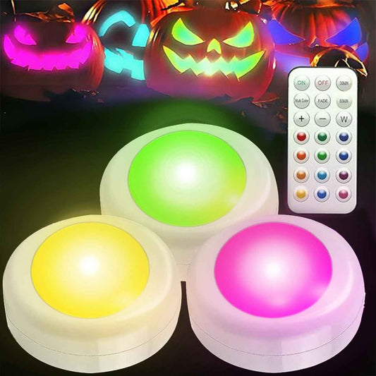 LuminAura Color-Changing Puck Light – Moody Bedroom Accent with 16 Hues for Cozy Living Spaces