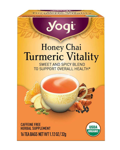 Yogi Tea Honey Chai Turmeric Vitality – Caffeine-Free Focus Brew for Home Office and Long Study Sessions
