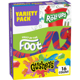 Fruit Roll-Ups, Fruit by the Foot & Gushers Gluten Free Snack Pack – Travel Bag Snack for Long Car Rides, 10.2 oz