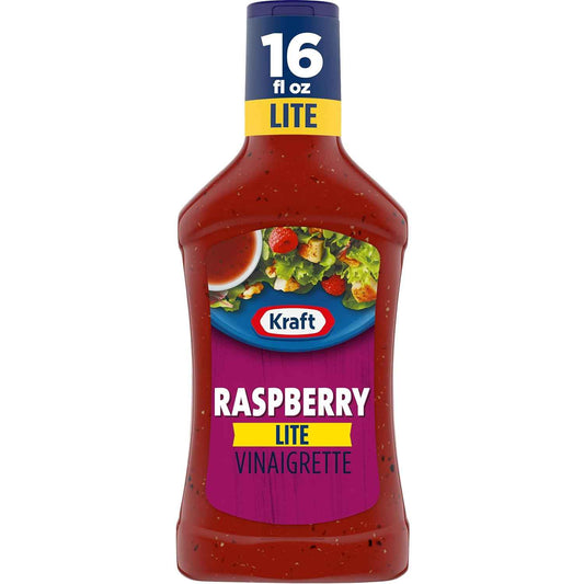 Kraft Lite Raspberry Vinaigrette – Portable Pour-Spout Marinade for Backyard Grilling and Picnics, 16 fl oz