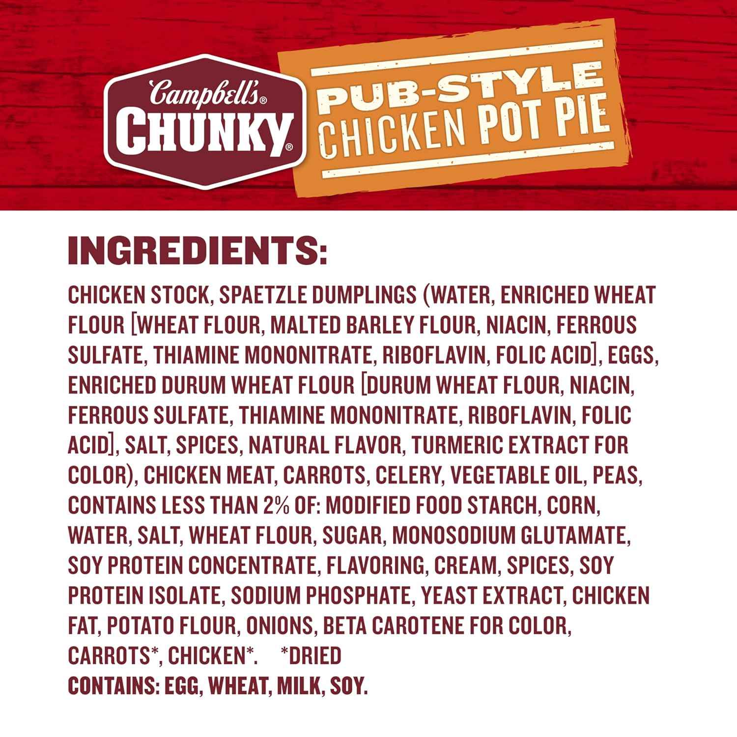 Campbell's Chunky Pub-Style Chicken Pot Pie Soup, 18.8 oz Can – 16g Protein Power Lunch for Busy Commuters Between Meetings