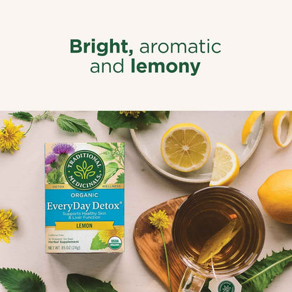Traditional Medicinals Organic Everyday Detox Lemon Tea – Clean Pantry Staple for a Less-Is-More Kitchen, 16 Bags