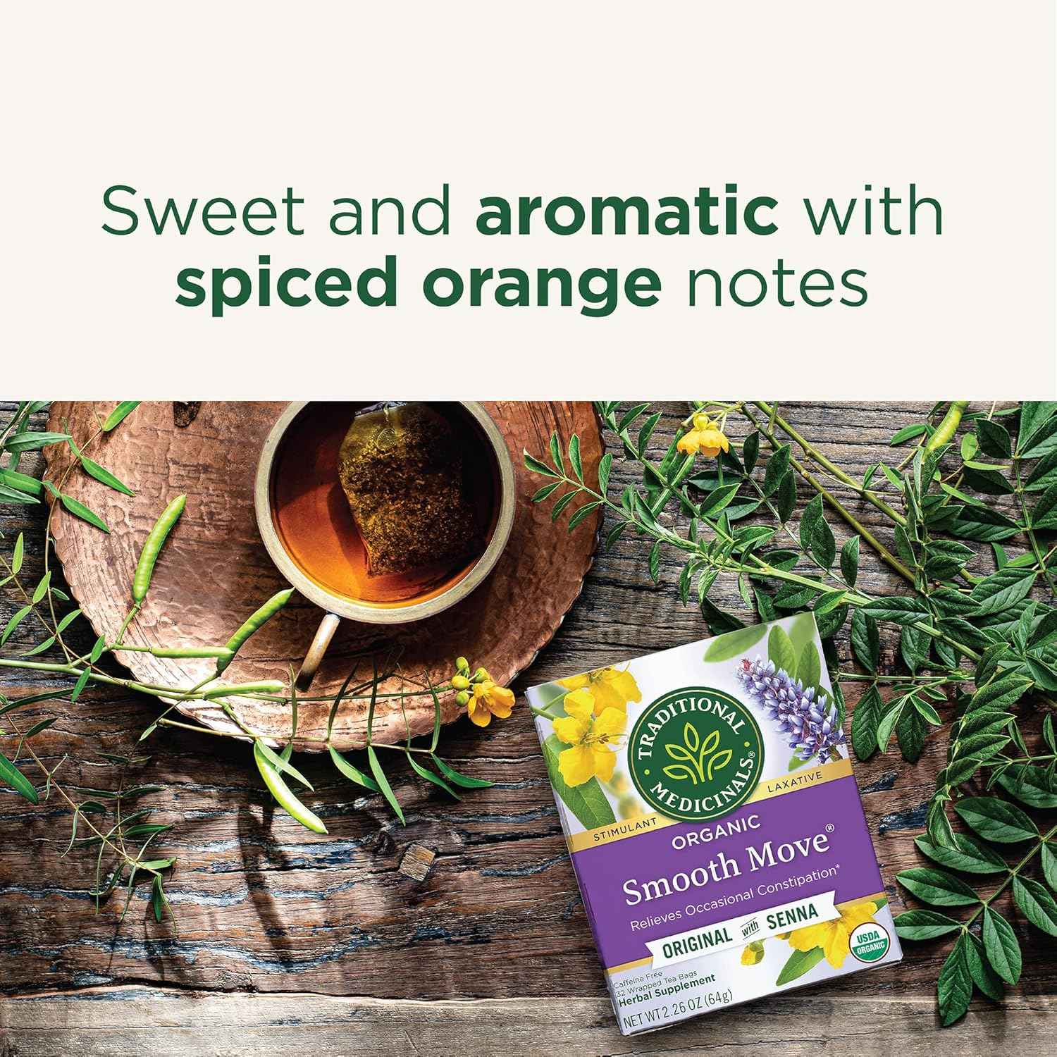Traditional Medicinals Smooth Move – Simple One-Ingredient-Forward Herbal Tea for Clutter-Free Pantries