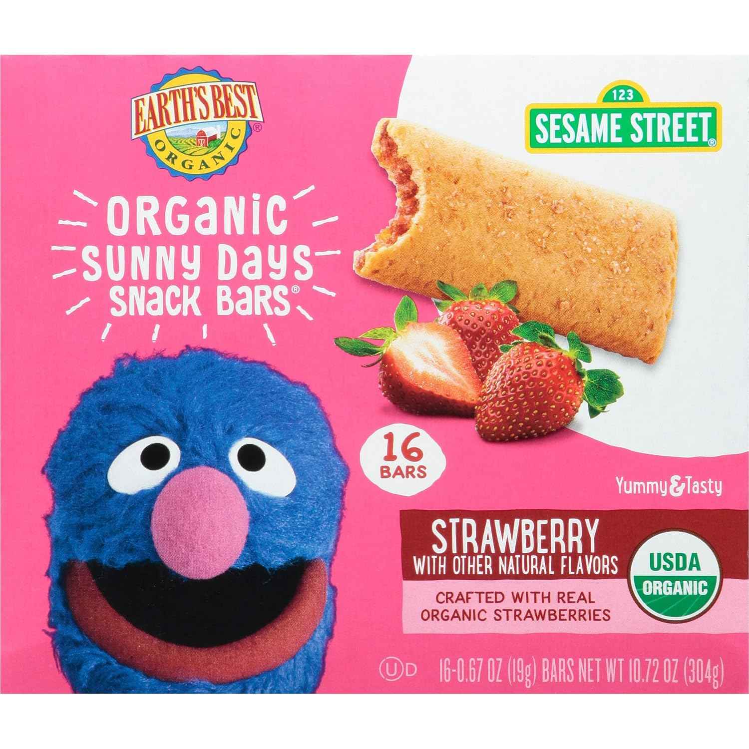Earth's Best Organic Sunny Days Bars – Portable Organic Snack Solution for Packed Daycare Lunches and School Cubbies, 10.72 oz Box