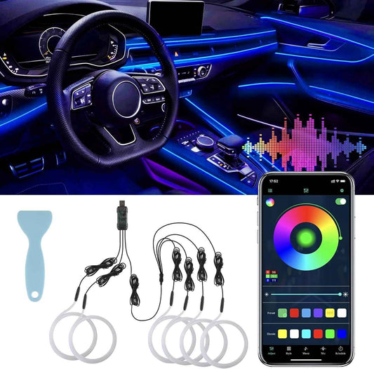 LivTee Smart Car Interior LED Lights – Unique Birthday Gift for Her, App Controlled Ambient Lighting for Car