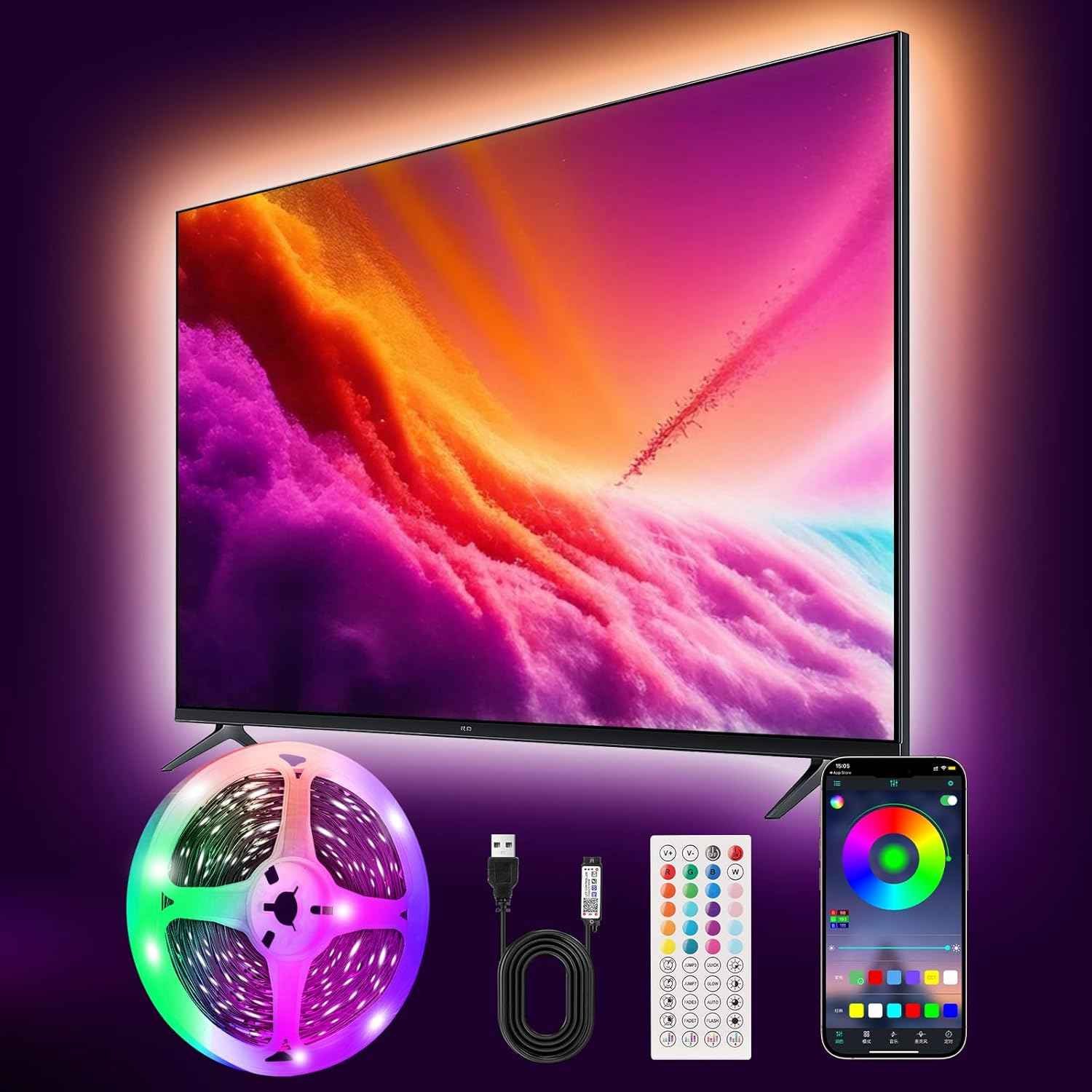 PSTAR LED Strip Lights Birthday Gift for Her, App Controlled RGB Bedroom Decor for Women, Moms, and Couples