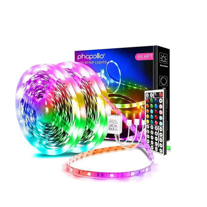 PHOPOLLO Bluetooth LED Strip Lights – Living Room Ambient Accent Lighting with App and Music Sync