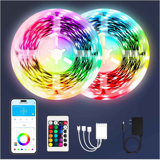 PHOPOLLO RGB LED Strip Lights – Bedroom Aesthetic Decor with 16 Million Colors and Remote Control