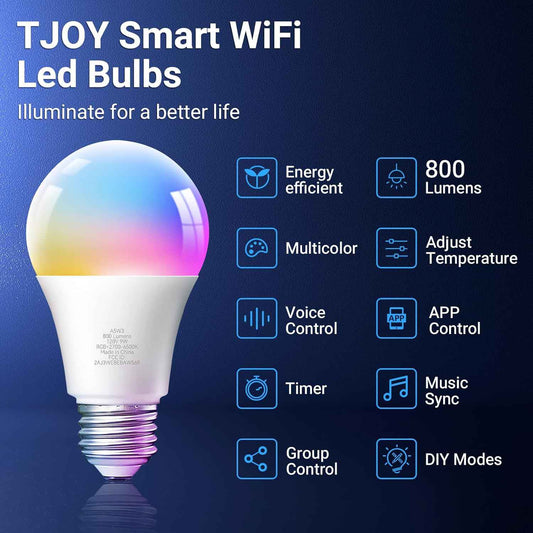 TJOY Smart Light Bulbs 4 Pack – Thoughtful Housewarming Gift for New Homeowners, Alexa Voice Control