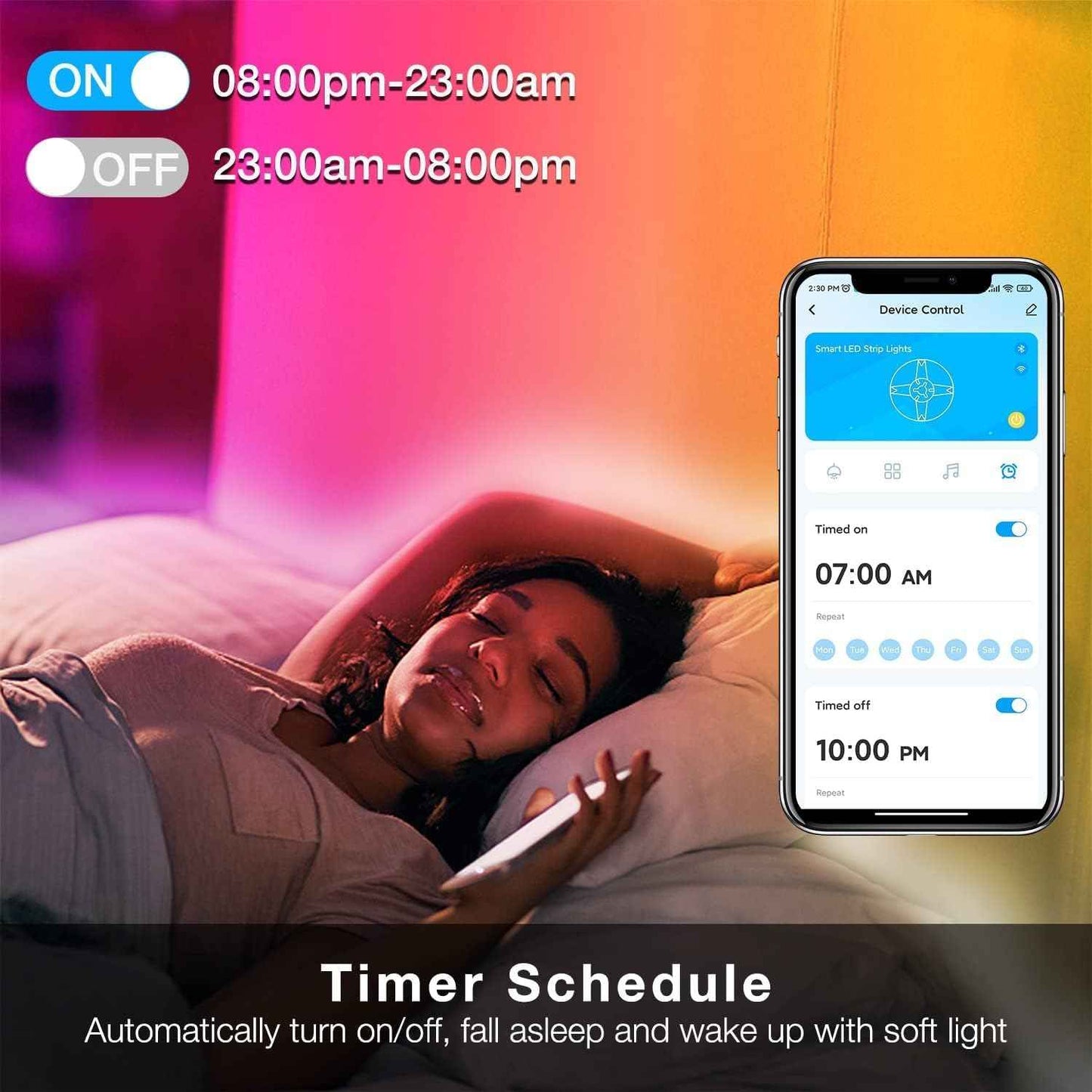 DAYBETTER RGB Light Strip – Flameless Kids Room Ambience Lighting with Built-In Sleep Timer