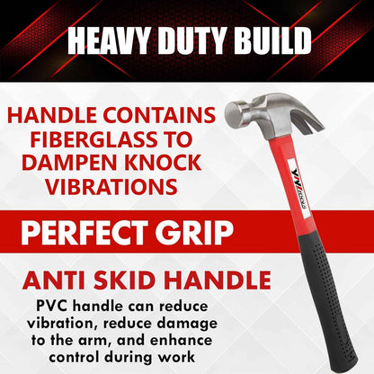 YIYITOOLS 16-oz Rip Hammer with Fiberglass Handle – Durable Tool for Yard and Outdoor Projects
