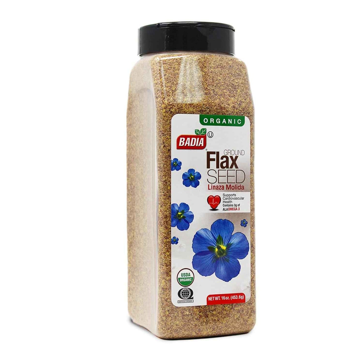 Badia Organic Ground Flax Seed, 16 oz – USDA Certified Organic Non-GMO Single-Ingredient Superfood Free of Pesticides and Additives