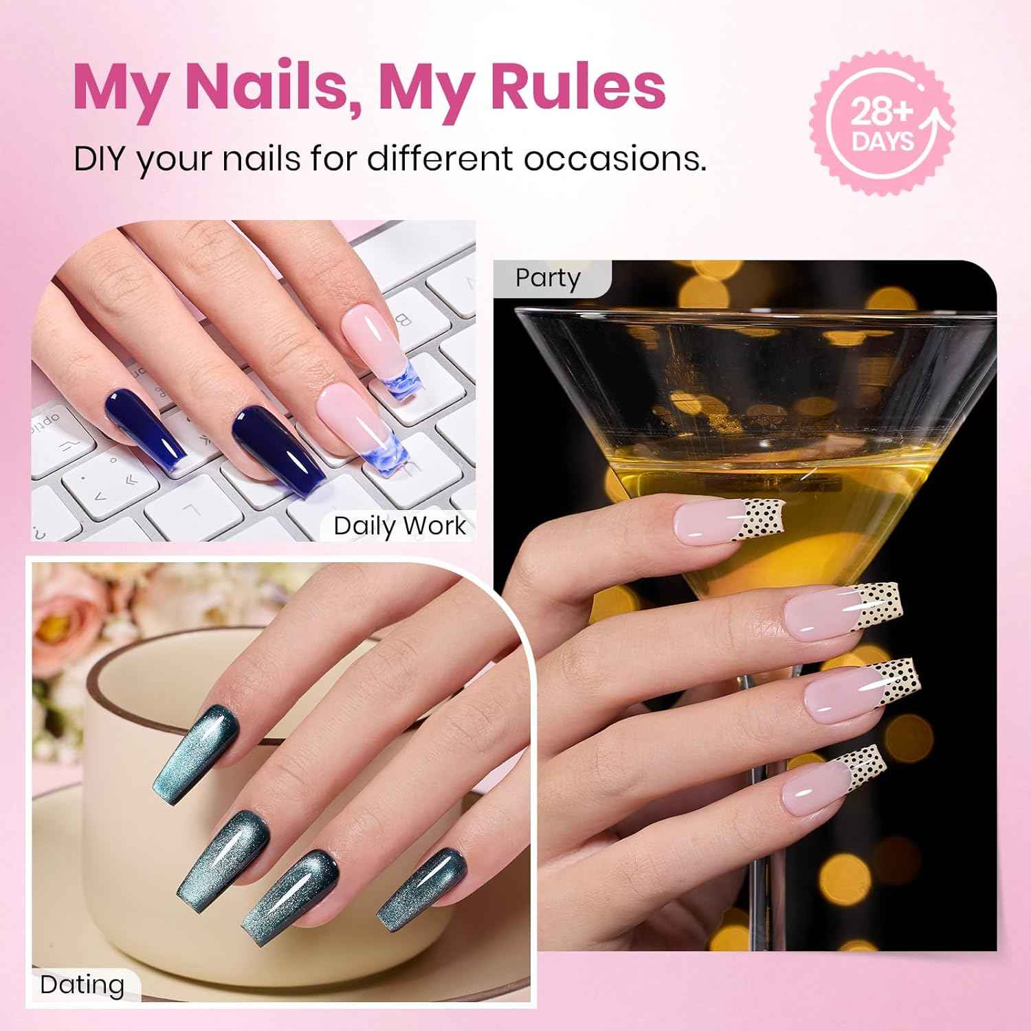 Beetles Gel Nail Tips Flat-X – Clean Coffin Press-On Nails for Intentional Beauty Routines, 16 Pre-Numbered Sizes for a Fuss-Free Custom Fit