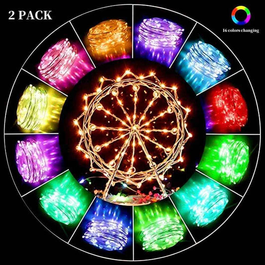TenSteed Waterproof Fairy Lights 2 Pack – Patio String Lights for Outdoor Dining, 50 LED Copper Wire with Remote
