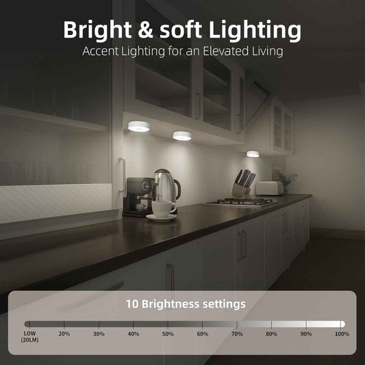 Aroolo Color Changing LED Puck Lights 6 Pack – Ambient Mood Lighting for Bedroom Decor and Living Room Ambiance