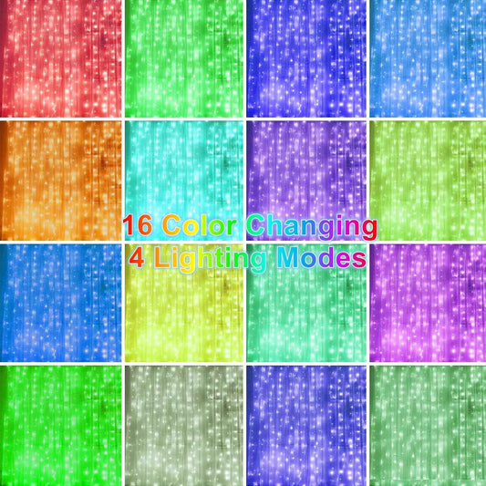 HOME LIGHTING Waterproof Curtain String Lights 300 LED – Patio and Garden Ambient Lighting with 16 Colors