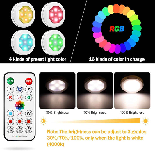 Litake Halloween Jack-O-Lantern Lights 3-Pack, RGB Color Changing Puck Lights for Spooky Living Room Ambiance and Mantel Decor