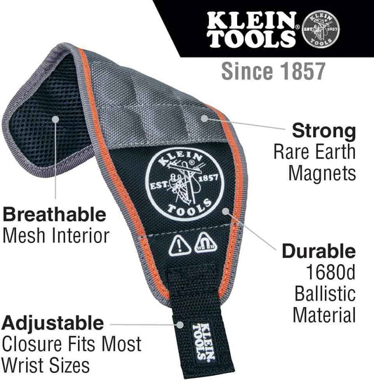 Klein Tools 55895 Magnetic Wristband for Electricians – Hold Screws, Wire Nuts and Bits While Working Overhead