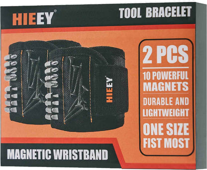 HIEEY 2 Pieces Magnetic Wristband for Holding Screws and Nails – Drop-Free Repair Band for Overhead Work, Reduces Reaching Into Tight Risky Spaces