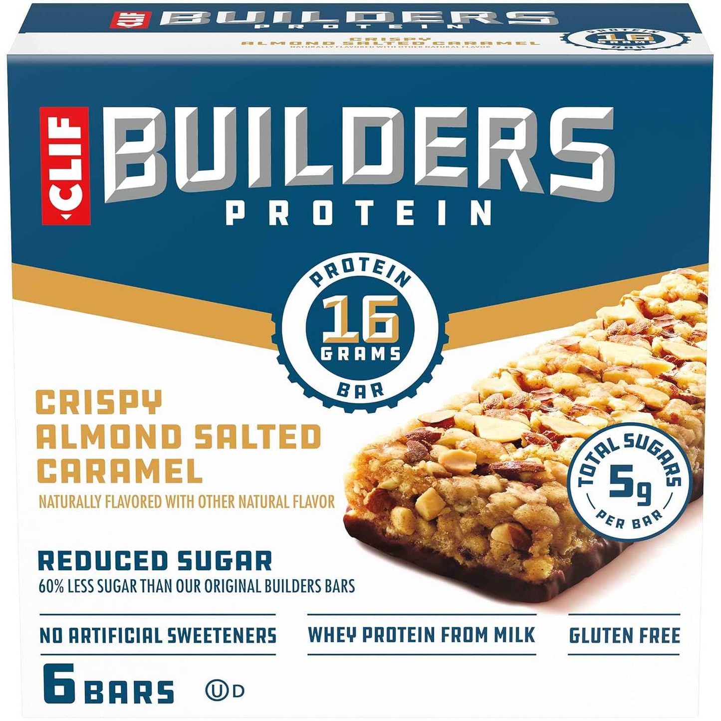 CLIF BUILDERS Reduced Sugar Protein Bar - Portable Peanut Butter Chocolate Energy Bar for Hunting, Fishing, and Backpacking