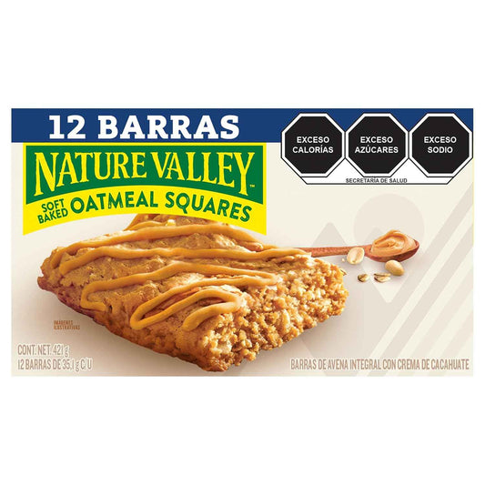 Nature Valley Soft Baked Oatmeal Squares – Lunchbox Snack for Kids, Whole Grain Peanut Butter Bars (12-Count)