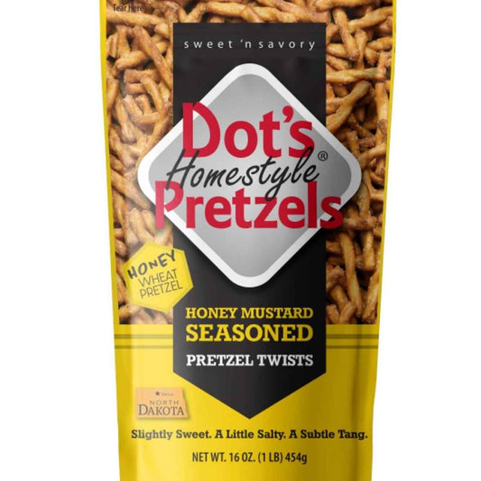 Dot's Pretzels Honey Mustard Seasoned Pretzels – Thoughtful Hostess and Housewarming Snack Gift in a 16oz Resealable Bag