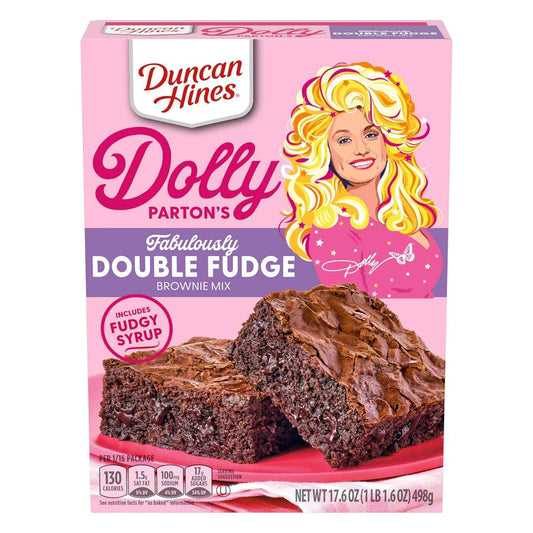 Duncan Hines Dolly Parton Fabulously Double Fudge Brownie Mix – Easy Bake-Along Dessert for Kids' Halloween Parties, 17.6 oz Family Box