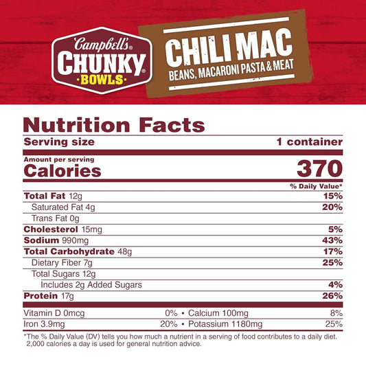 Campbell's Chunky Chili Mac Soup — Low-Calorie Filling Single-Serve for Mindful Portion Control