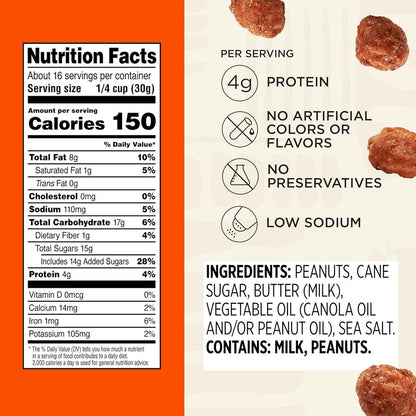 Snak Club Toffee Peanuts – Clean Label Gluten-Free Snack for Mindful Munching, Praline Peanuts 17 oz Resealable Bag