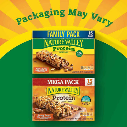 Nature Valley Protein Chewy Bars – Desk Drawer Protein Snack for Home Office Workers, 10g Protein Salted Caramel Nut 15 Count