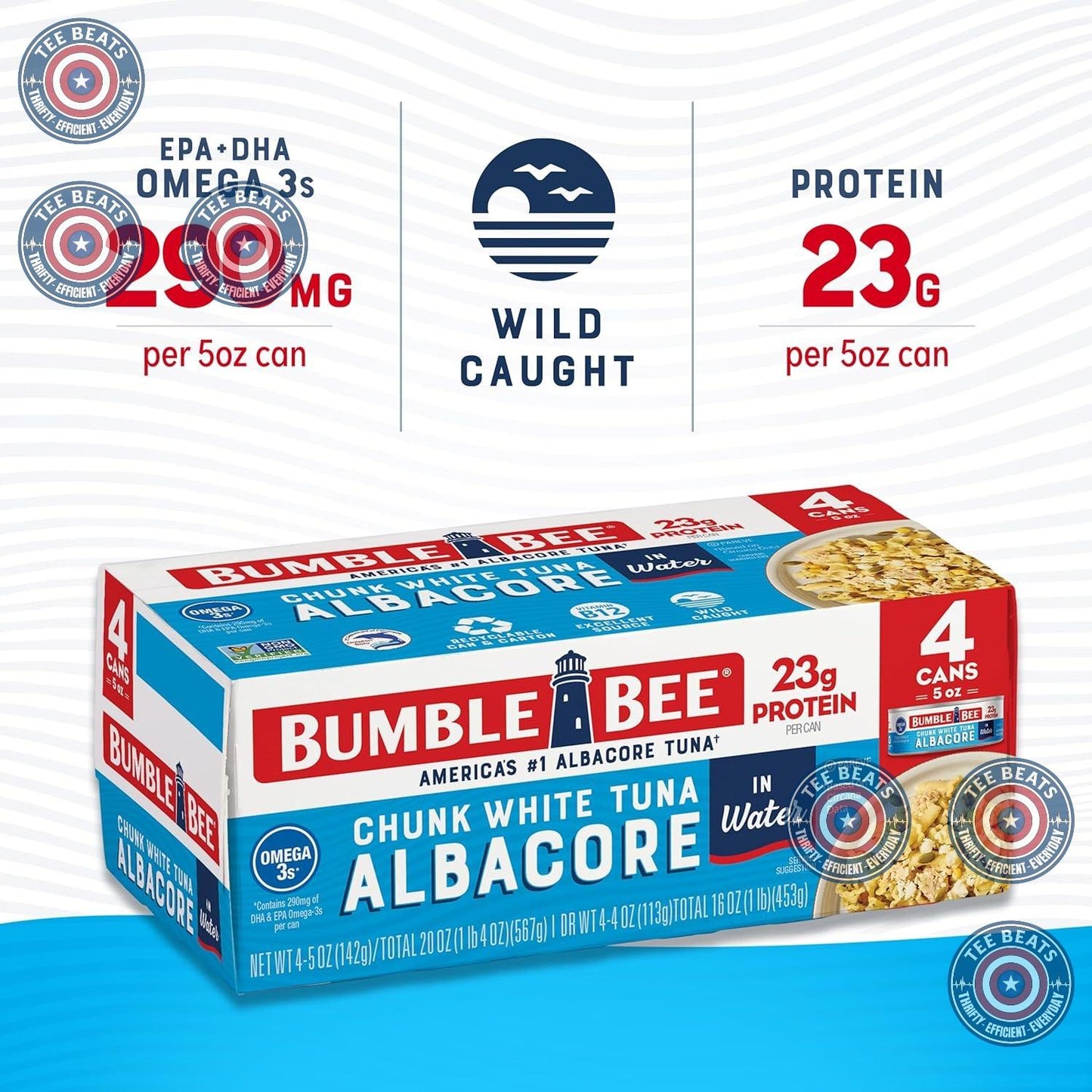 Bumble_Bee_Chunk_White_Albacore_Tuna_in_Water,_5_oz_Can_(Pack_of_4)_-_Wild_Caught_Tuna_-_23g_Protein_per_Serving,_High_in_Omega-3s_-_Non-GMO_Project_Verified,_Gluten_Free,_Kosher