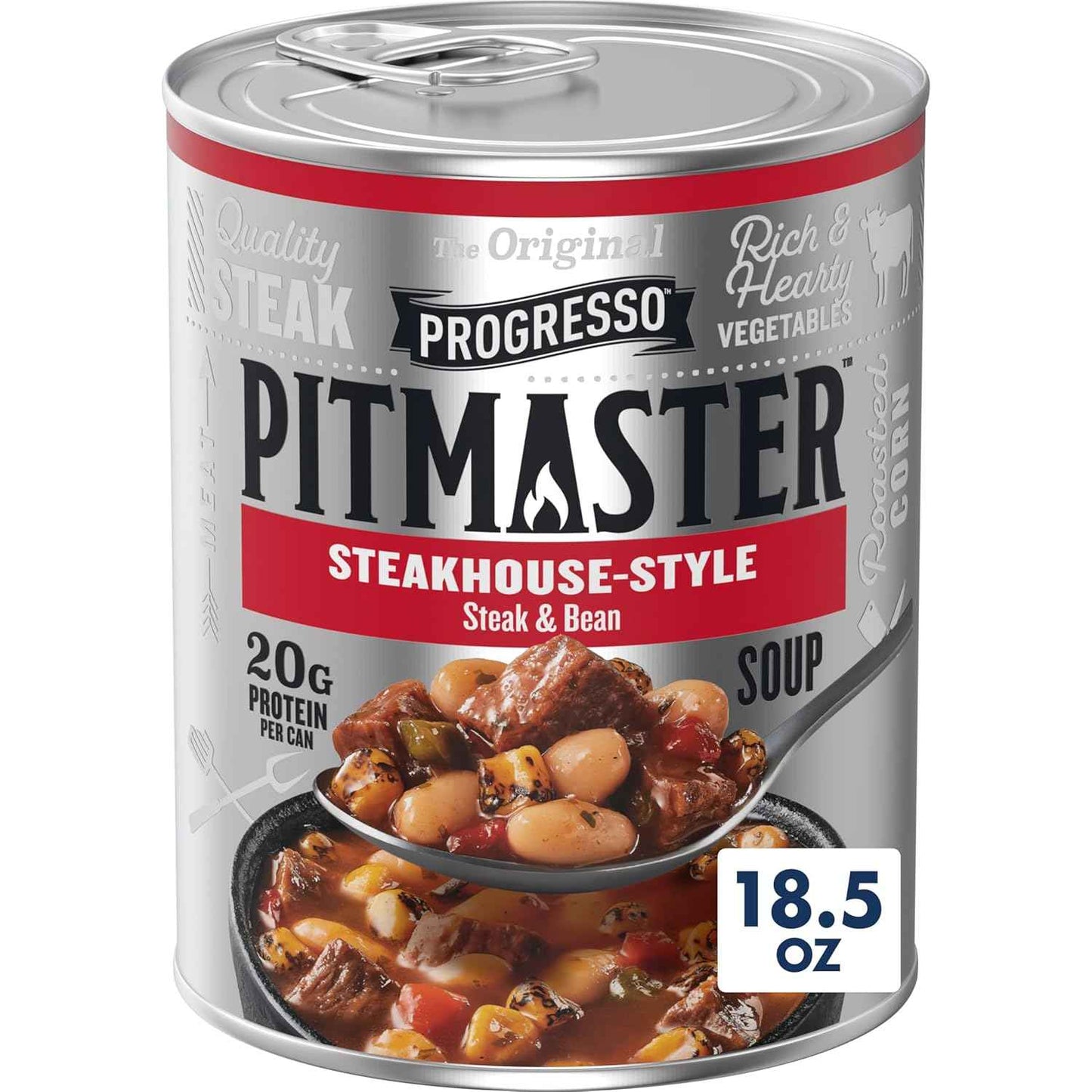 Progresso Pitmaster Steakhouse Style Steak and Bean Soup – Shelf-Stable Camping and Cabin Meal, No Refrigeration Needed