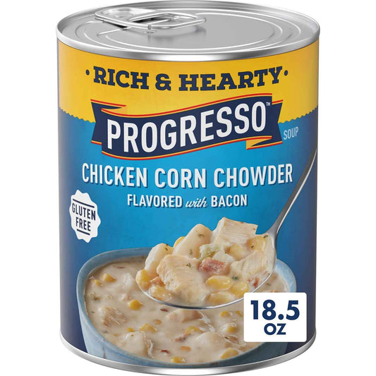 Progresso Gluten Free Chicken Corn Chowder — Wholesome Pantry Meal for Clean-Eating Households, 190 Calories per Serving, 18.5 oz