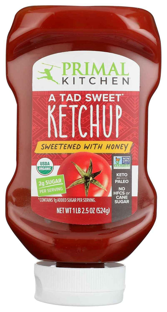 Primal Kitchen Clean Label Organic Ketchup for Wellness Pantries, Honey-Sweetened 18.5 oz Squeeze Bottle